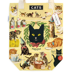 Cavallini & Co. Vintage Inspired Tote Bag - 13" x 16" (33 cm x 40.5 cm) - Vintage Cats - The Merri Artist - merriartist.com