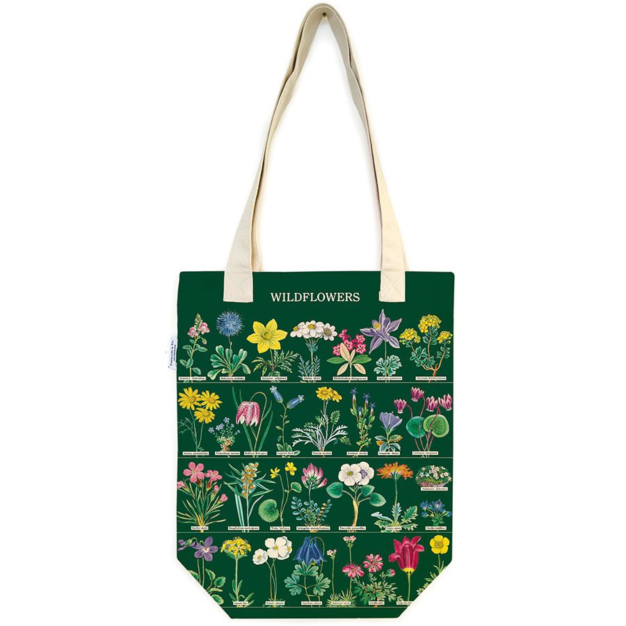 Cavallini & Co. Vintage Inspired Tote Bag - 13" x 16" (33 cm x 40.5 cm) - Wildflowers 2 - The Merri Artist - merriartist.com