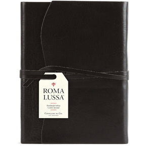 Cavallini Roma Lussa Handmade Italian Leather Journal - 416 Cream Unlined Pages - 5" X 7" - Black - The Merri Artist - merriartist.com