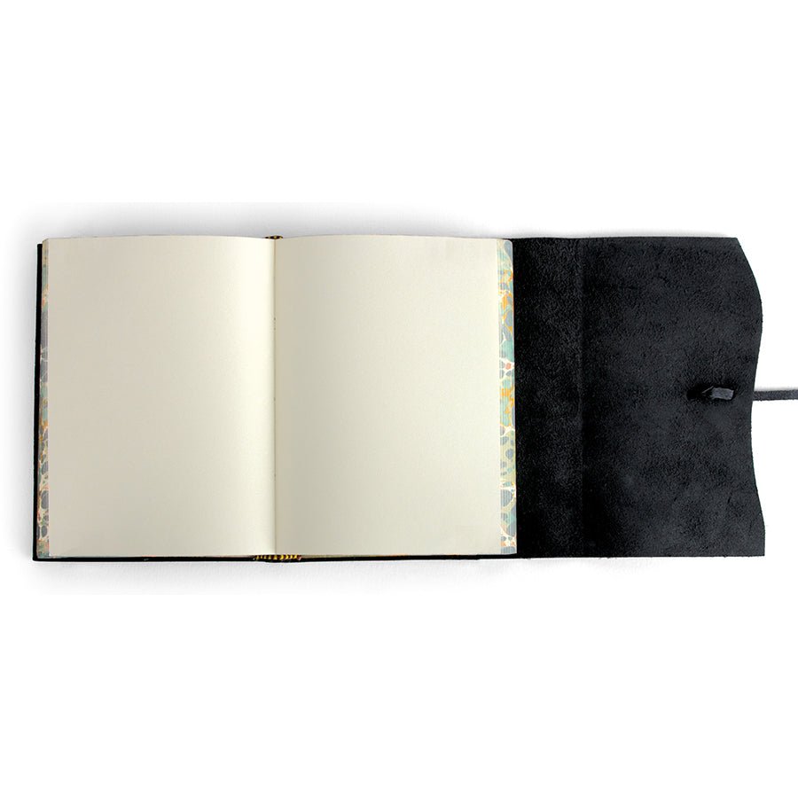 Cavallini Roma Lussa Handmade Italian Leather Journal - 416 Cream Unlined Pages - 5" X 7" - Black - The Merri Artist - merriartist.com