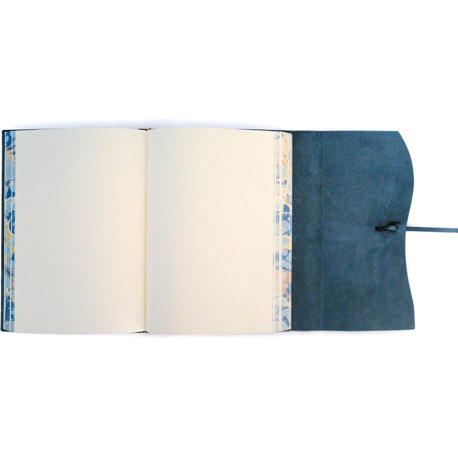 Cavallini Roma Lussa Handmade Italian Leather Journal - 416 Cream Unlined Pages - 5" X 7" - Blue - The Merri Artist - merriartist.com