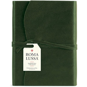 Cavallini Roma Lussa Handmade Italian Leather Journal - 416 Cream Unlined Pages - 6" X 8" - Green - The Merri Artist - merriartist.com
