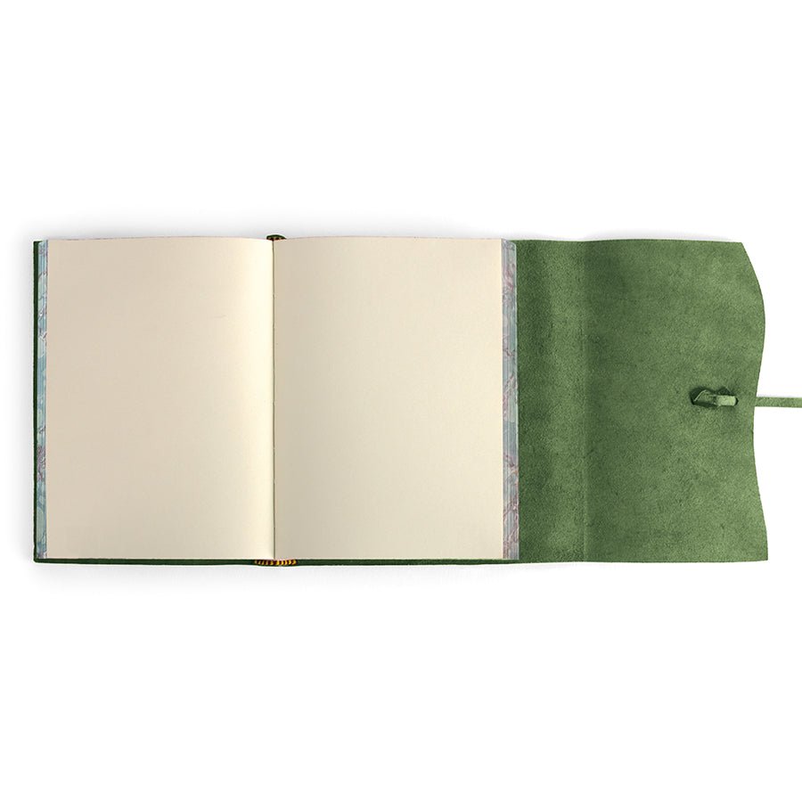 Cavallini Roma Lussa Handmade Italian Leather Journal - 416 Cream Unlined Pages - 6" X 8" - Green - The Merri Artist - merriartist.com