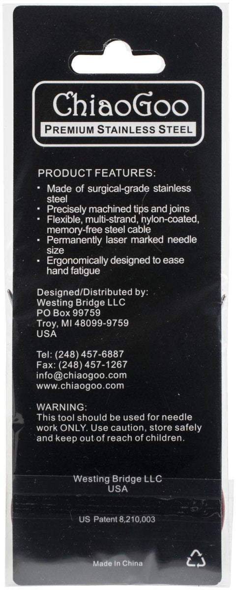 ChiaoGoo Red Lace Stainless Circular Knitting Needles 16" - 5.5 mm - Size 9 - The Merri Artist - merriartist.com