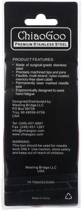 ChiaoGoo Red Lace Stainless Circular Knitting Needles 24" - 4.5 mm - Size 7 - The Merri Artist - merriartist.com