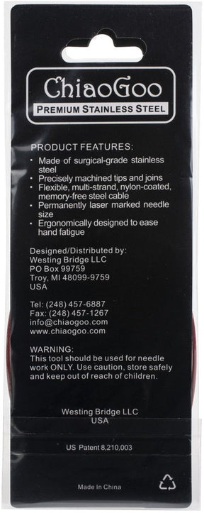 ChiaoGoo Red Lace Stainless Circular Knitting Needles 24" - 5 mm - Size 8 - The Merri Artist - merriartist.com