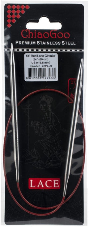 ChiaoGoo Red Lace Stainless Circular Knitting Needles 24" - 5.5 mm - Size 9 - The Merri Artist - merriartist.com