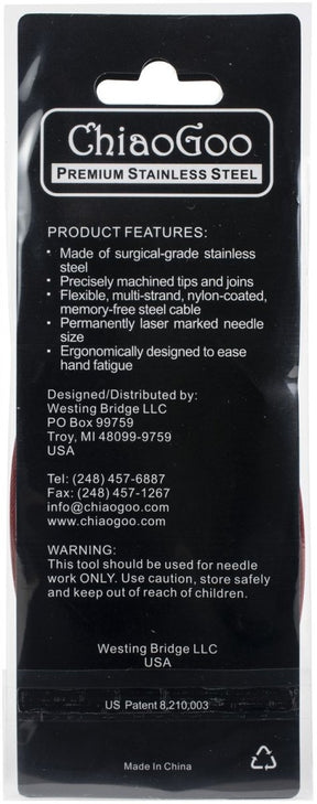 ChiaoGoo Red Lace Stainless Circular Knitting Needles 24" - 5.5 mm - Size 9 - The Merri Artist - merriartist.com