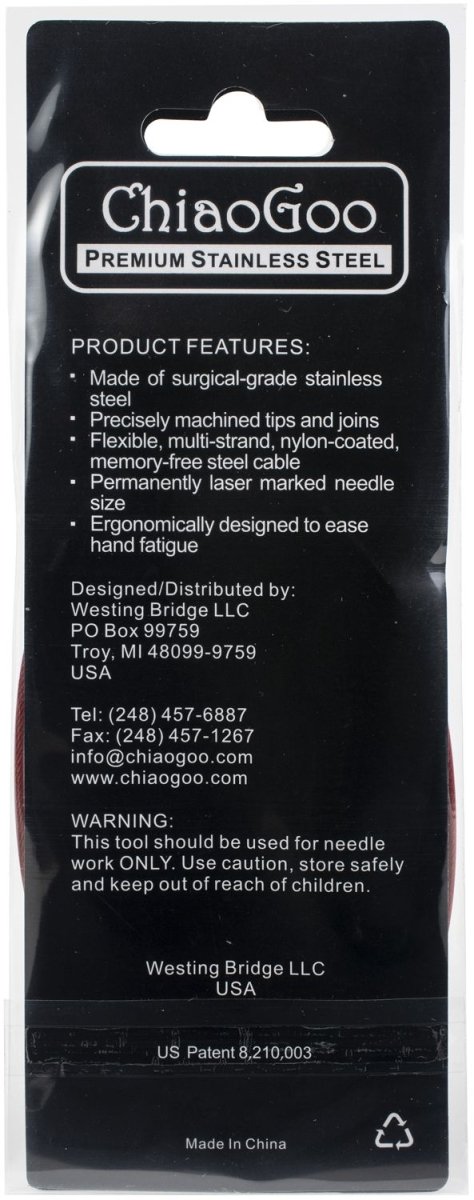 ChiaoGoo Red Lace Stainless Circular Knitting Needles 24" - 5.5 mm - Size 9 - The Merri Artist - merriartist.com