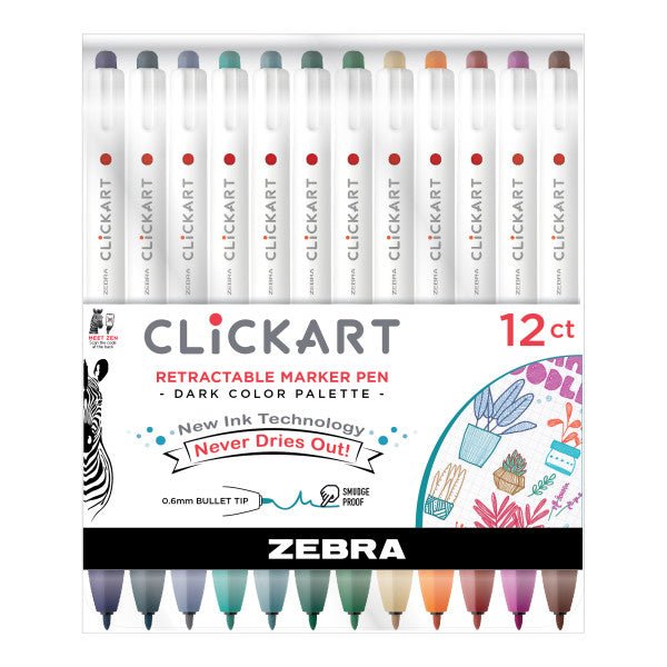 ClickArt Retractable Marker Set - 12 - Pen Dark Colors - The Merri Artist - merriartist.com