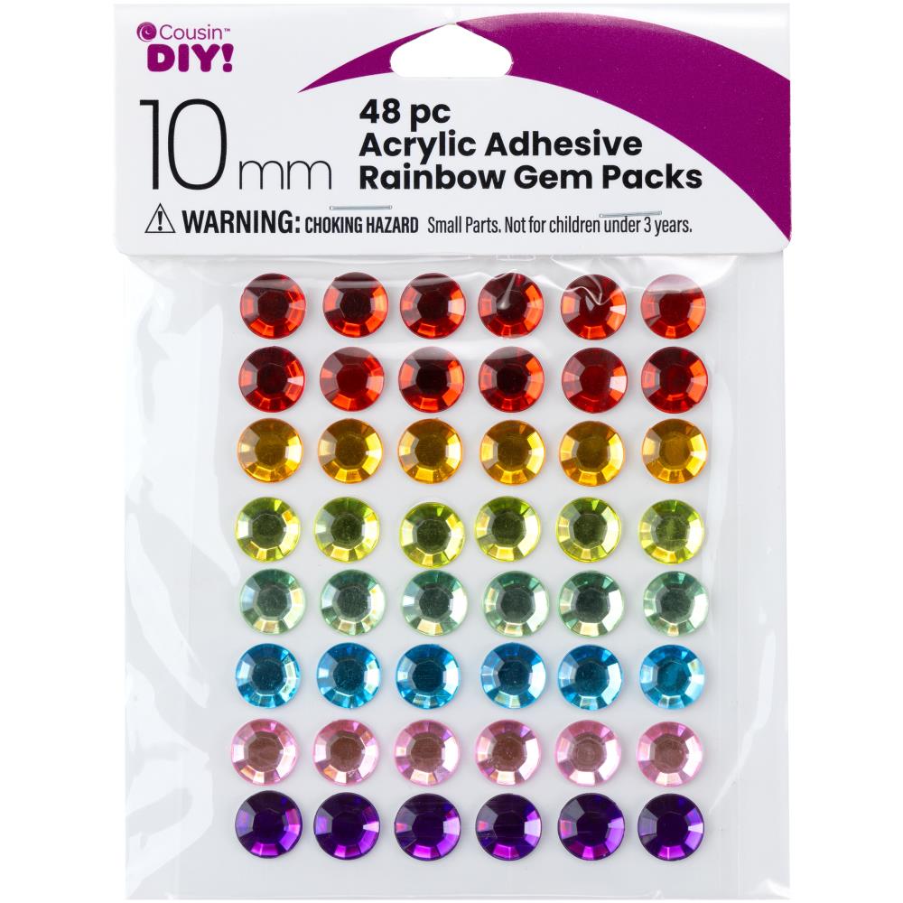 CousinDIY Acrylic Self - Adhesive Gems 10mm - Rainbow - The Merri Artist - merriartist.com
