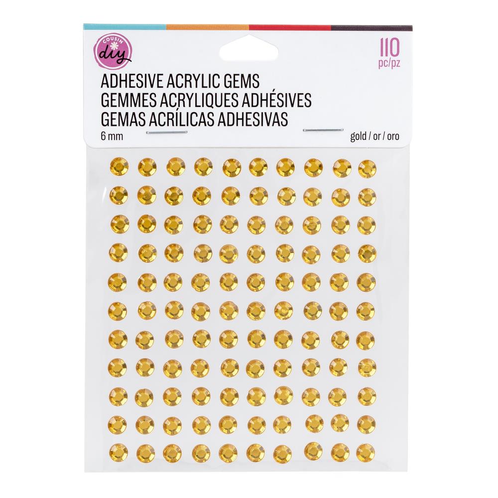 CousinDIY Acrylic Self - Adhesive Gems 6mm - Pack of 110 - Gold - The Merri Artist - merriartist.com