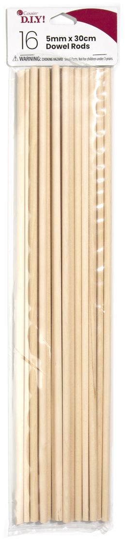 CousinDIY Dowel Rod 3/16"X12" 16/Pkg - Natural - The Merri Artist - merriartist.com