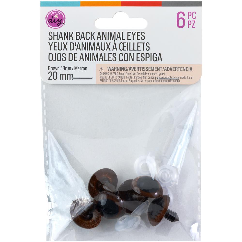 CousinDIY Shank Back Animal Eyes Brown 20mm - 6 Pack - The Merri Artist - merriartist.com