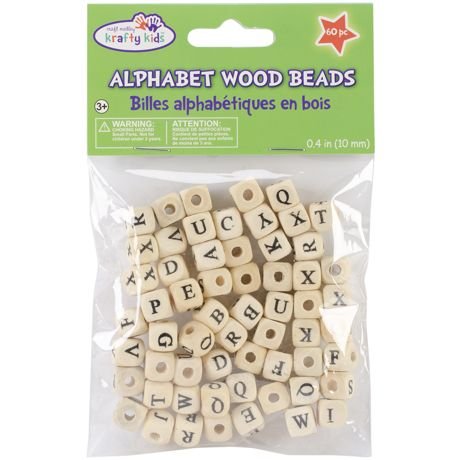 Craft Medley Wood Alphabet Beads 10mm 60/Pkg - The Merri Artist - merriartist.com