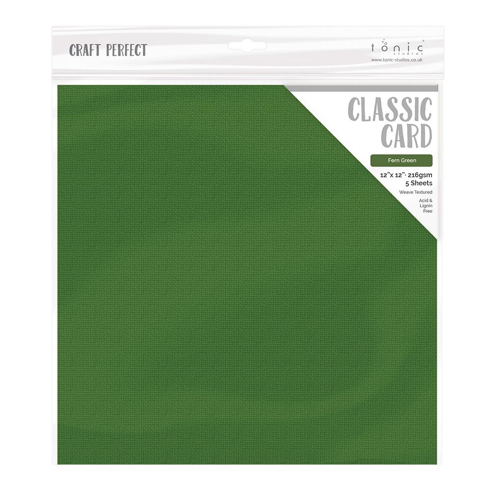 Craft Perfect Weave Texture 80lb Cardstock 12"X12" Pack of 5 - Fern Green - The Merri Artist - merriartist.com
