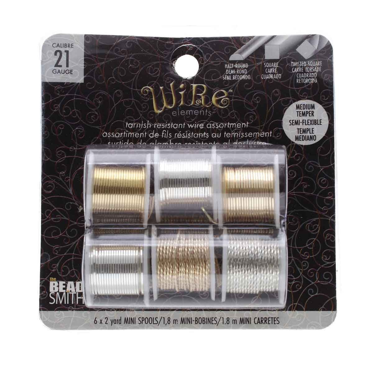 Craft Wire - Tarnish Resistant Medium Temper 21 Gage Copper - 6 assorted Shapes in 2 Yard Rolls - The Merri Artist - merriartist.com