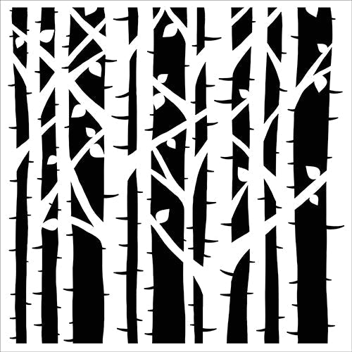 Crafters Workshop Stencil 6X6 - Birch Trees - The Merri Artist - merriartist.com