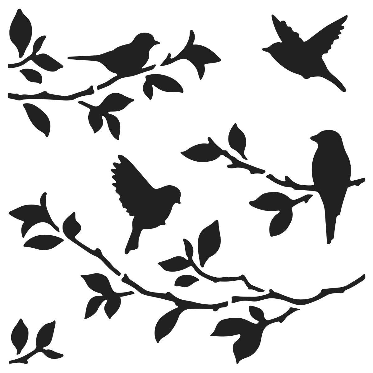 Crafters Workshop Stencil 6X6 - Birds on Branches - The Merri Artist - merriartist.com