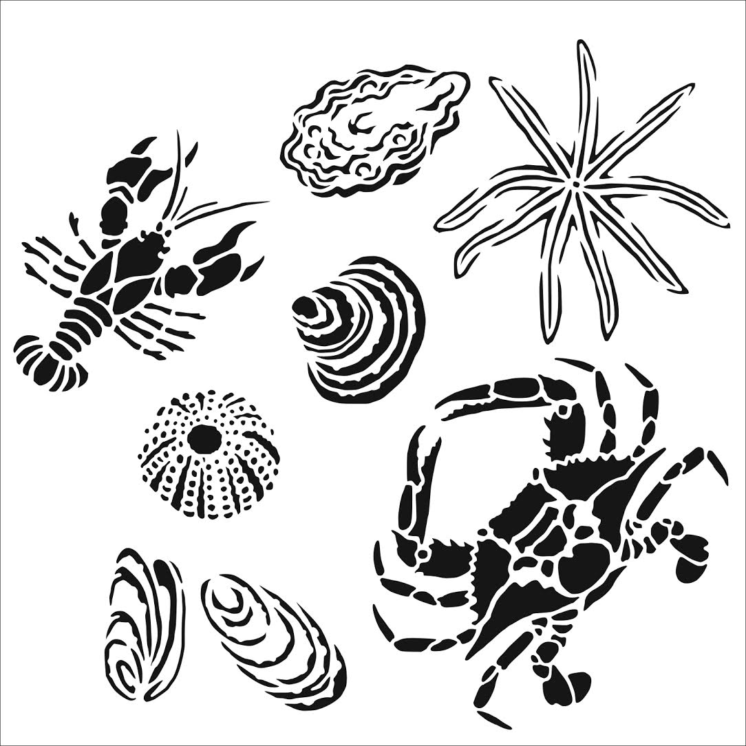 Crafters Workshop Stencil 6X6 - Gulf Coast Creatures - The Merri Artist - merriartist.com