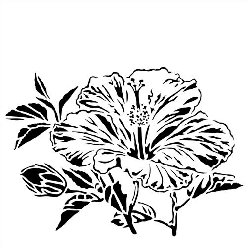 Crafters Workshop Stencil 6X6 - Hibiscus - The Merri Artist - merriartist.com