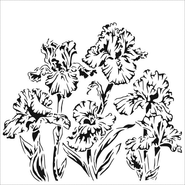 Crafters Workshop Stencil 6X6 - Irises - The Merri Artist - merriartist.com