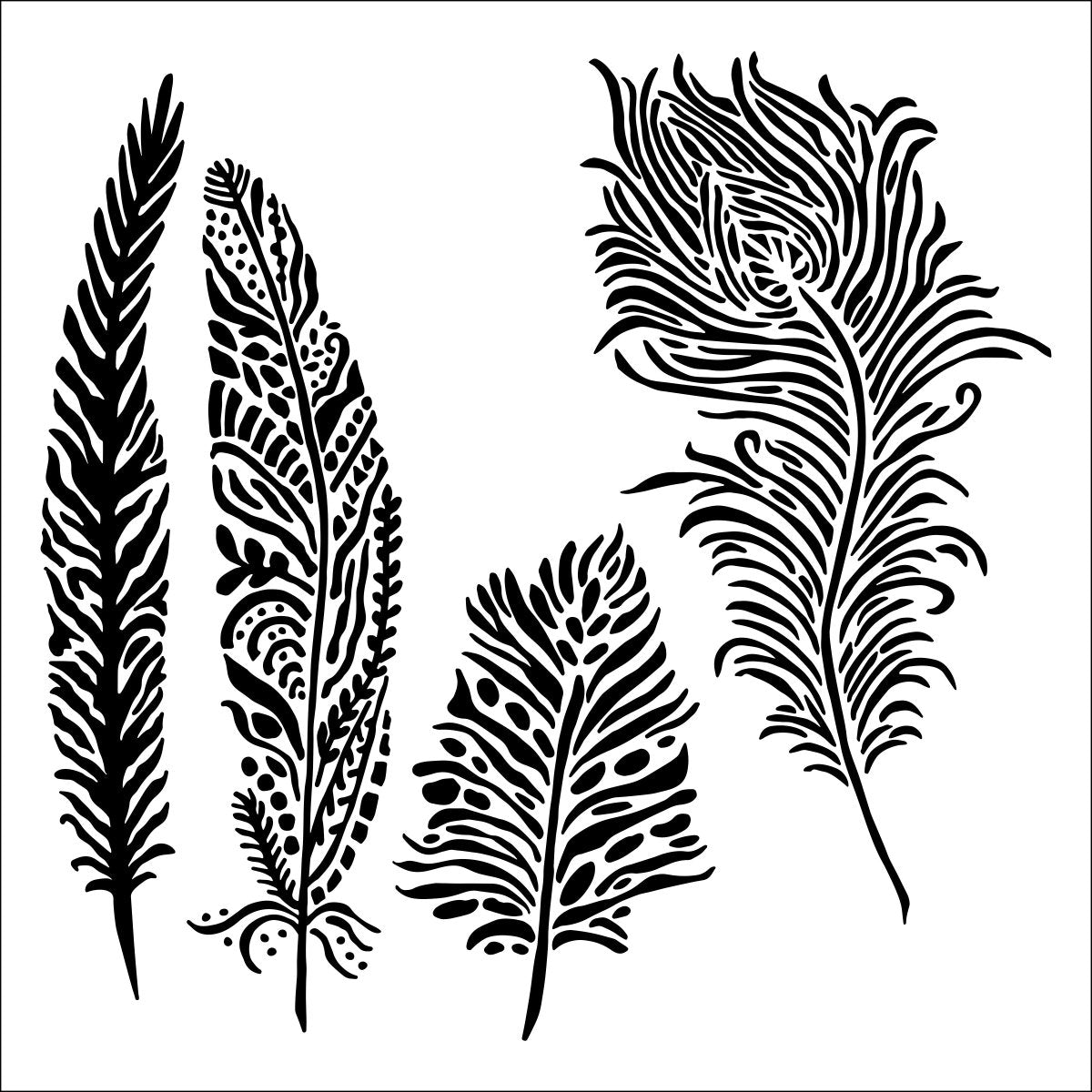 Crafters Workshop Stencil 6X6 - Playful Plumes - The Merri Artist - merriartist.com