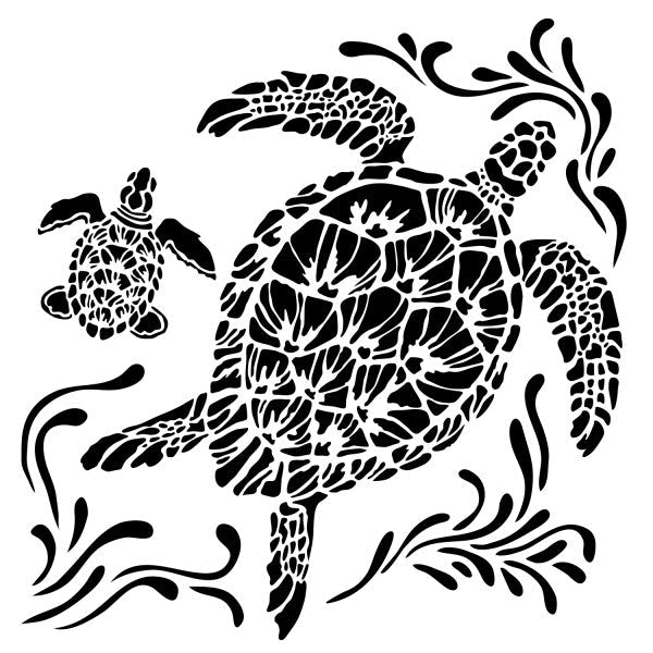 Crafters Workshop Stencil 6X6 - Sea Turtle - The Merri Artist - merriartist.com