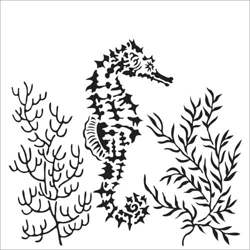 Crafters Workshop Stencil 6X6 - Seahorse - The Merri Artist - merriartist.com