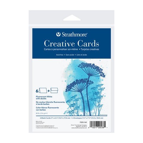 Creative Cards, Full Size - 5" x 6.875" - Fluorescent White with Deckle - 6/Pkg. - The Merri Artist - merriartist.com