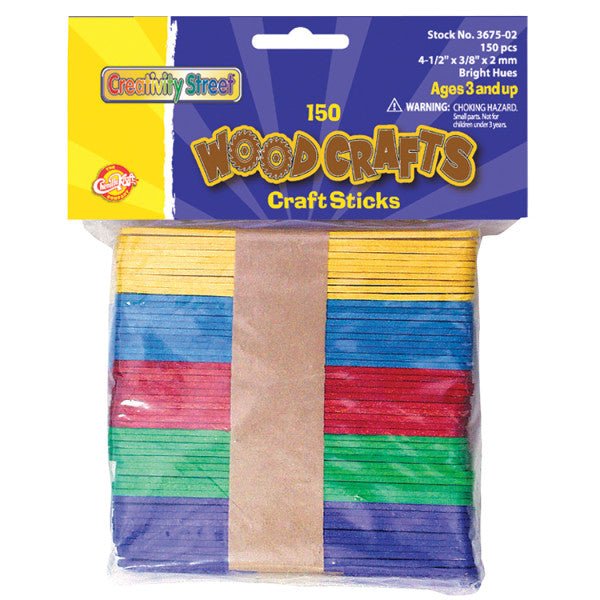 Creativity Street Wooden Craft Sticks - 4.5" - Regular Colored - Pack of 150 - The Merri Artist - merriartist.com