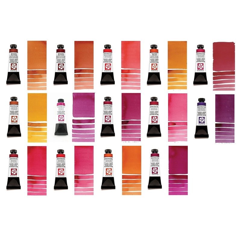 Daniel Smith Watercolor - Complete 15 ml Quinacridone Bundle (1 each of 14 colors in 15ml tubes) - The Merri Artist - merriartist.com