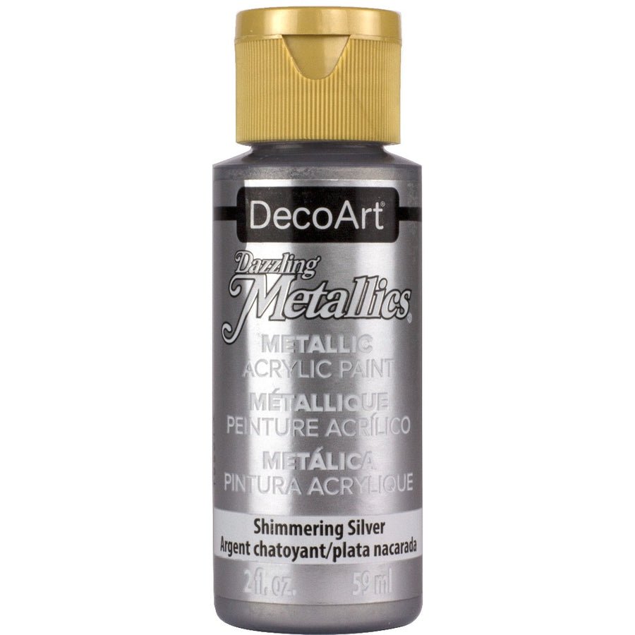 DecoArt Americana Acrylic 2 fl oz - Dazzling Metallics - Shimmering Silver - The Merri Artist - merriartist.com