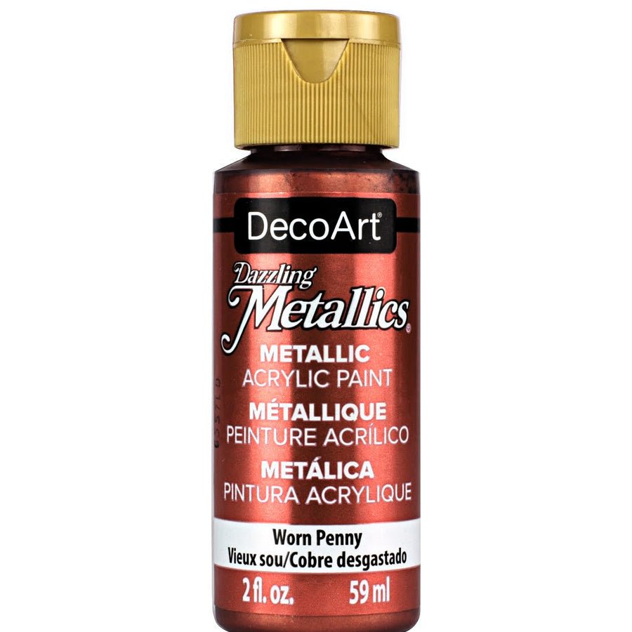 DecoArt Americana Acrylic 2 fl oz - Dazzling Metallics - Worn Penny - The Merri Artist - merriartist.com