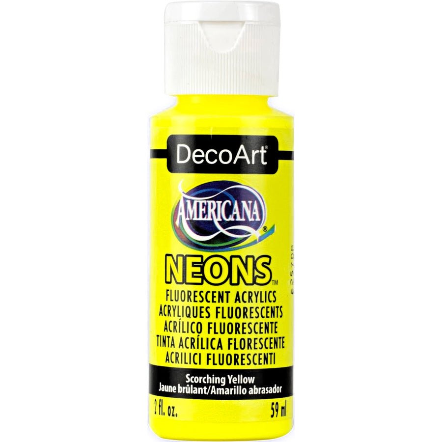 DecoArt Americana Acrylic 2 fl oz - Neon - Scorching Yellow - The Merri Artist - merriartist.com