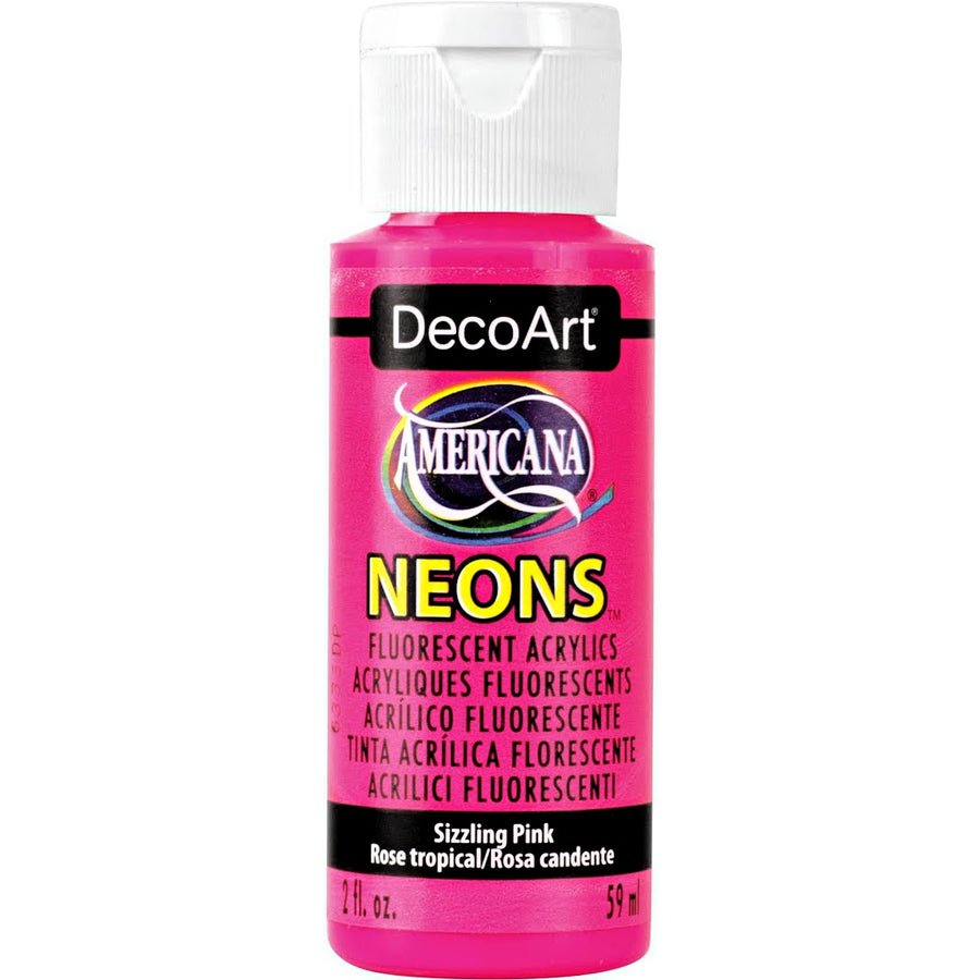 DecoArt Americana Acrylic 2 fl oz - Neon - Sizzling Pink - The Merri Artist - merriartist.com