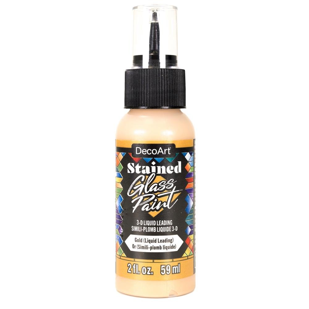 DecoArt Stained Glass Paint 2oz - Gold - Liquid Leading - The Merri Artist - merriartist.com