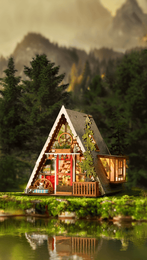 DIY Miniature House Kit: A - Frame Cabin - The Merri Artist - merriartist.com
