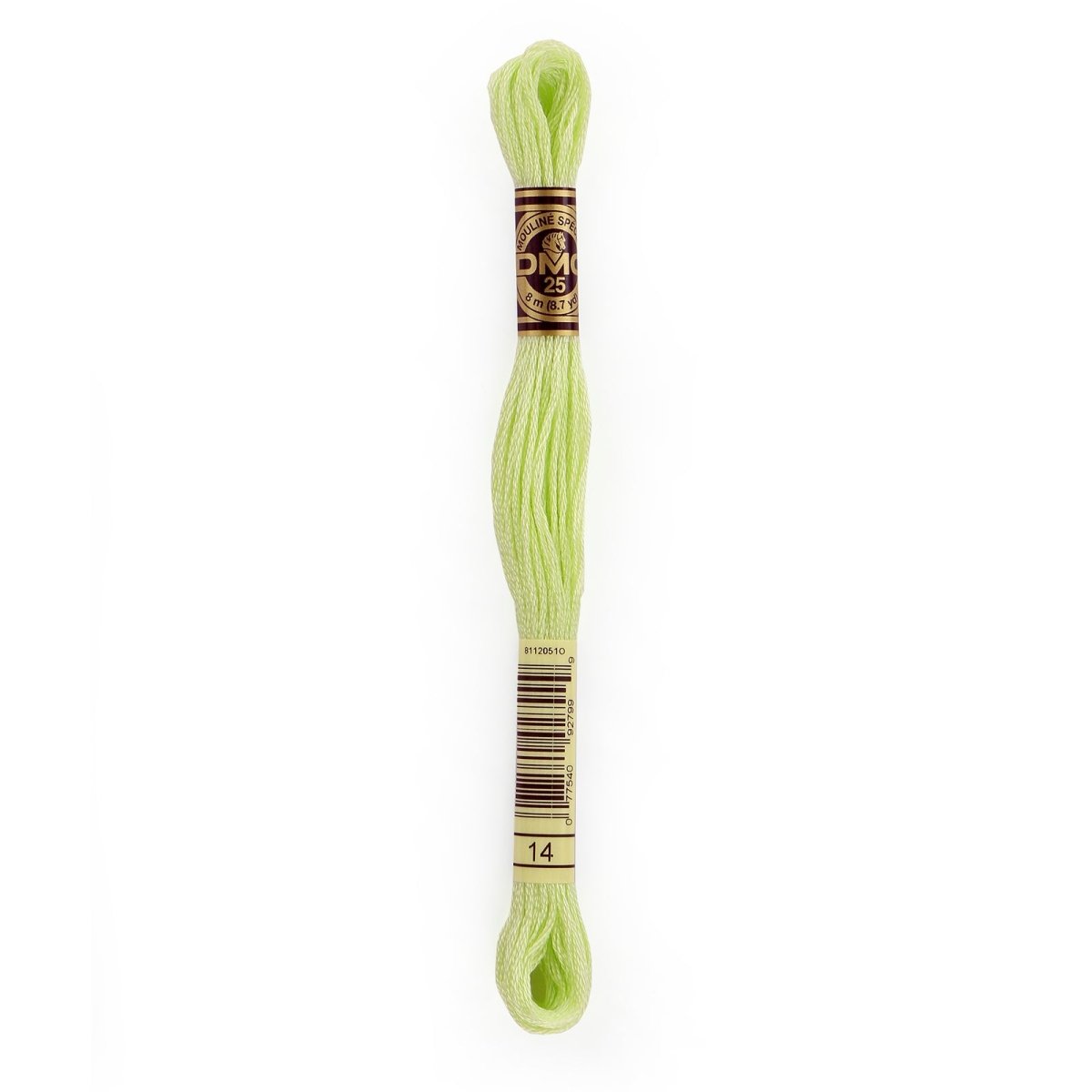 DMC 6 - Strand Cotton Embroidery Floss 8.7yd - 14 Pale Apple Green - The Merri Artist - merriartist.com