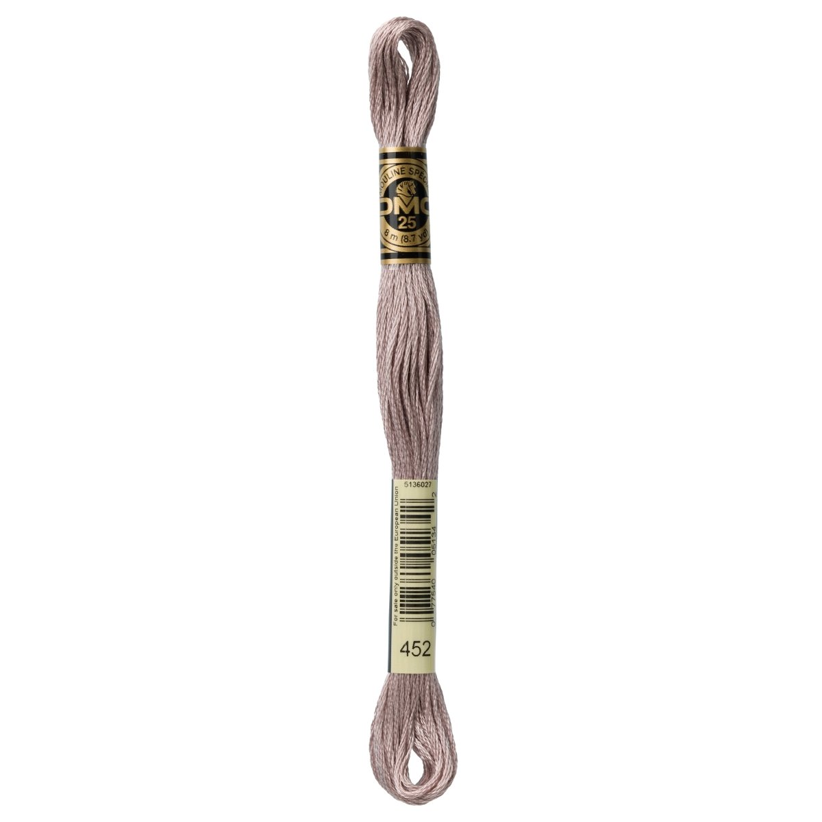 DMC 6 - Strand Cotton Embroidery Floss 8.7yd - 452 Medium Shell Grey - The Merri Artist - merriartist.com