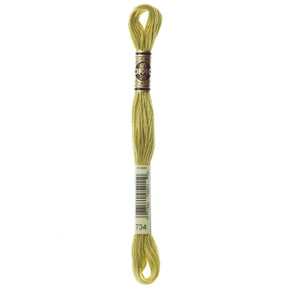 DMC 6 - Strand Cotton Embroidery Floss 8.7yd - 734 Light Olive Green - The Merri Artist - merriartist.com