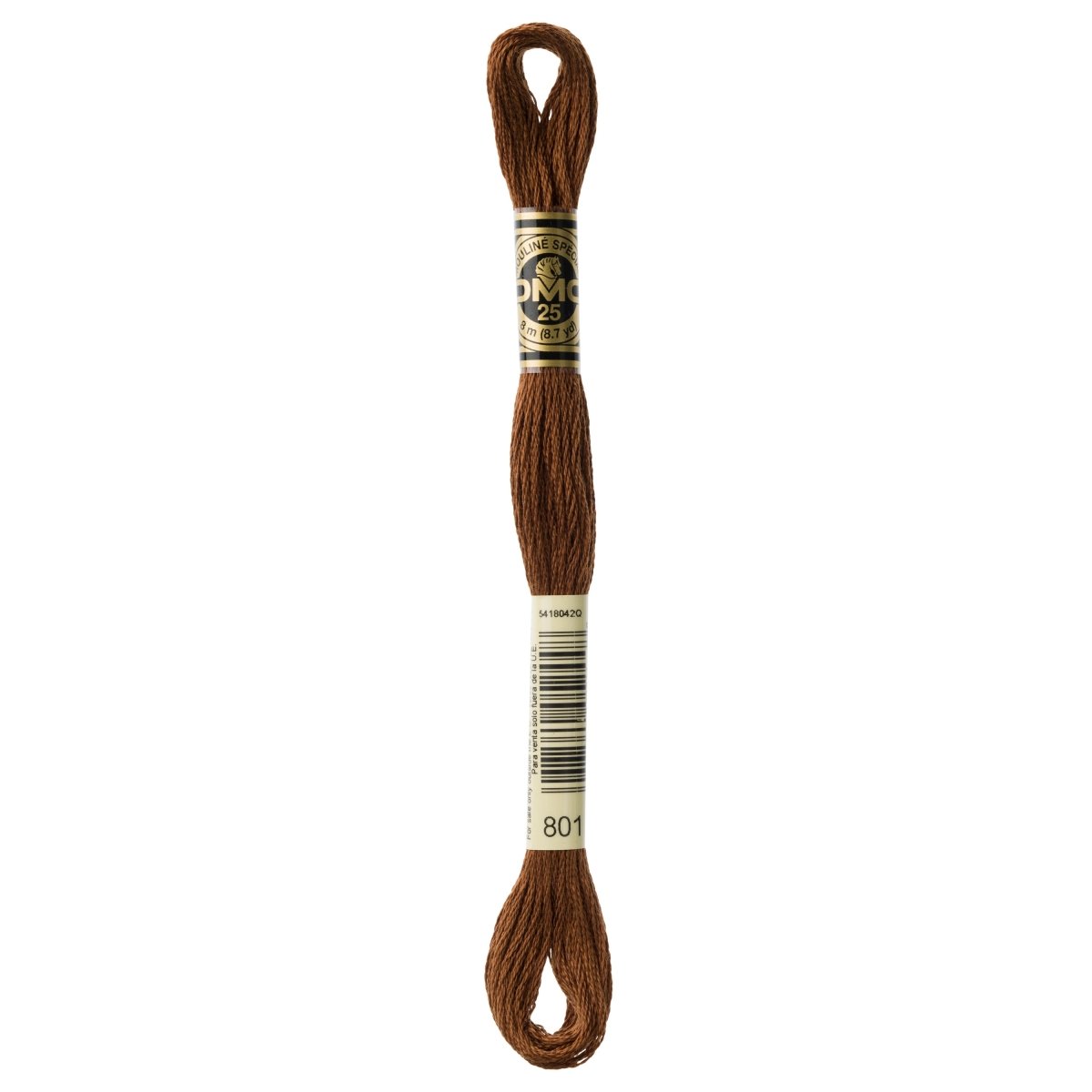 DMC 6 - Strand Cotton Embroidery Floss 8.7yd - 801 Dark Coffee Brown - The Merri Artist - merriartist.com