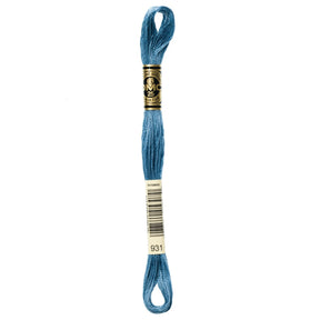 DMC 6 - Strand Cotton Embroidery Floss 8.7yd - 931 Medium Antique Blue - The Merri Artist - merriartist.com