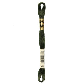DMC 6 - Strand Cotton Embroidery Floss 8.7yd - 934 Black Avocado Green - The Merri Artist - merriartist.com
