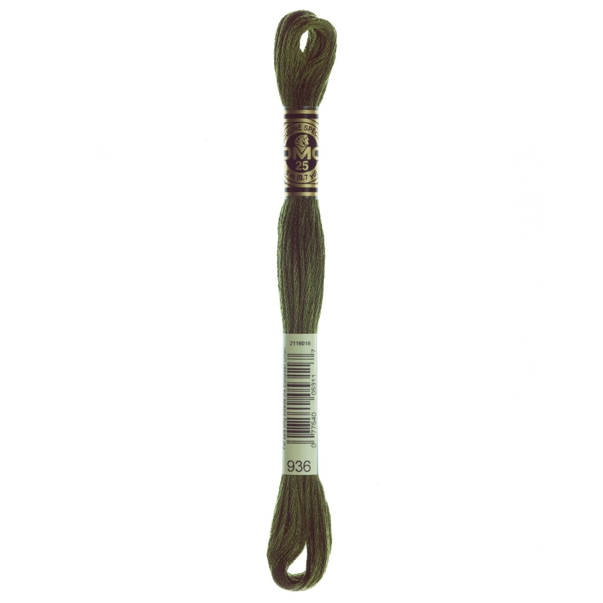 DMC 6 - Strand Cotton Embroidery Floss 8.7yd - 936 Very Dark Avocado Green - The Merri Artist - merriartist.com