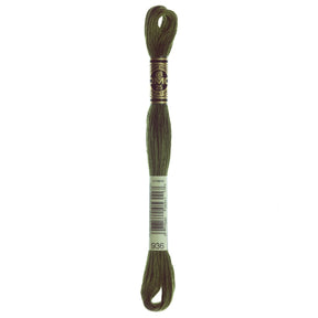 DMC 6 - Strand Cotton Embroidery Floss 8.7yd - 936 Very Dark Avocado Green - The Merri Artist - merriartist.com