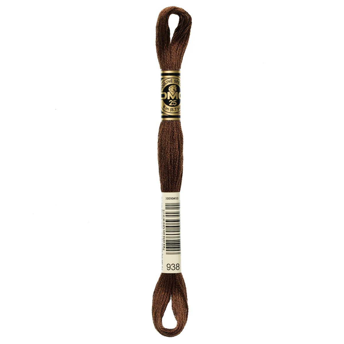 DMC 6 - Strand Cotton Embroidery Floss 8.7yd - 938 Ultra Dark Coffee Brown - The Merri Artist - merriartist.com