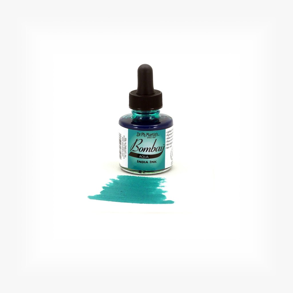 Dr. P.H. Martin Bombay India Ink 1oz - Aqua - The Merri Artist - merriartist.com