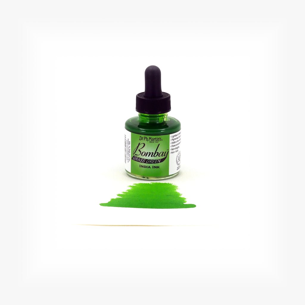 Dr. P.H. Martin Bombay India Ink 1oz - Grass Green - The Merri Artist - merriartist.com