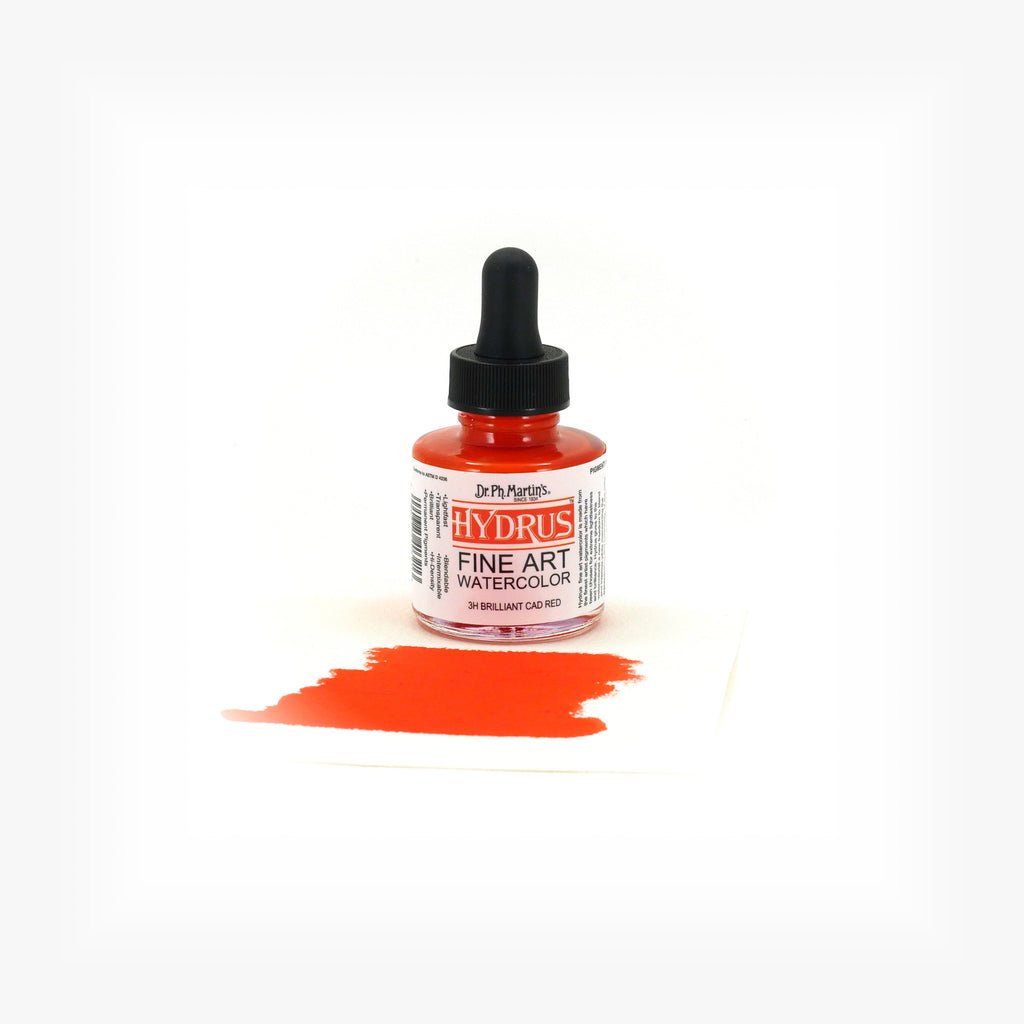 Dr. Ph. Martin's Hydrus Fine Art Watercolor 1 fl. oz. - Brilliant Cadmium Red - The Merri Artist - merriartist.com